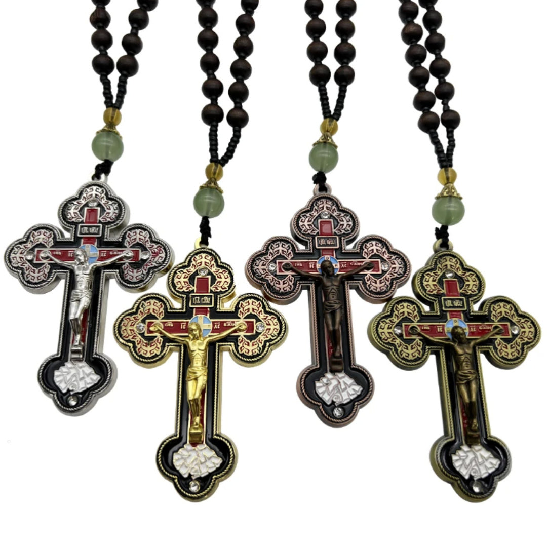 Holy- the Orthodox Cross Beaded Pendant Necklace 4 Color Ways
