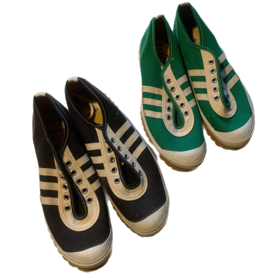 Lot 2 Pairs Kids Striped Canvas Sneakers Shoes circa 1970s
