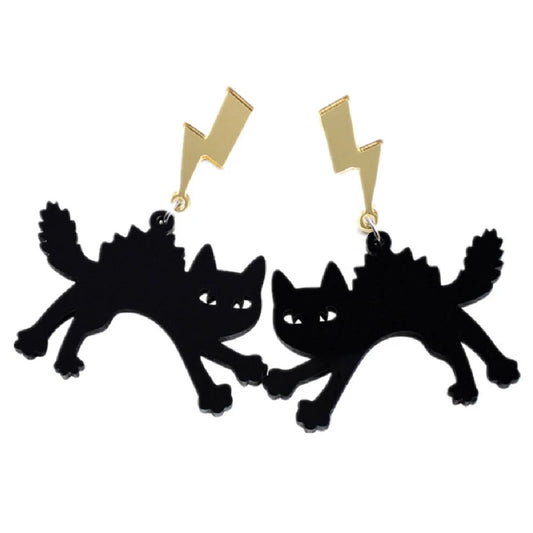 Voltage- the Lightning Bolt and Black Cat Acrylic Earrings