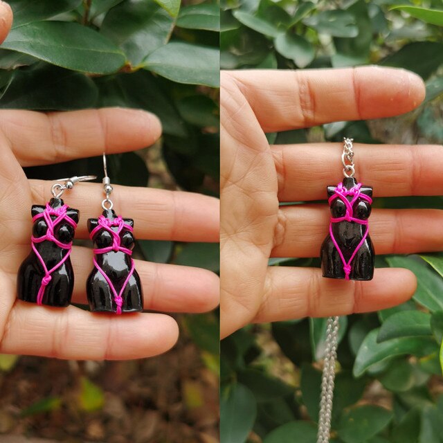 Bound- the Rope Tied Goddess Earrings and Necklace 8 Colors