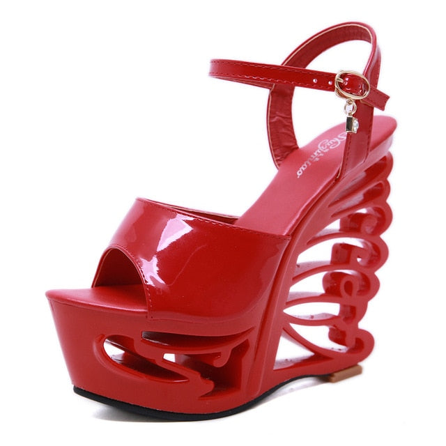 Spinal Tap- the Sculpted Spine Style Wedge Heel Shoes 3 Colors 2 Styles