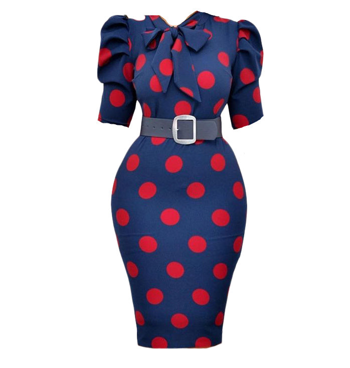 Sassy 1950s Style Polka Dot Dress with Bow 2 Colorways S-3XL