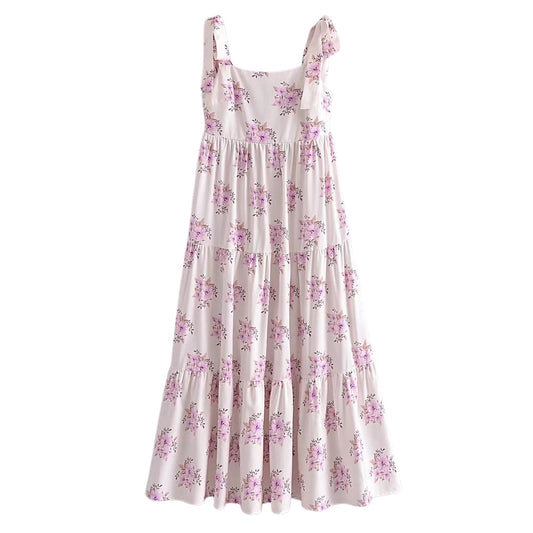 Pink & Lilac Floral Print Sun Dress