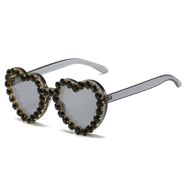 Heartsease- the Rhinestone Framed Heart Shaped Lens Sunglasses 11 Colors