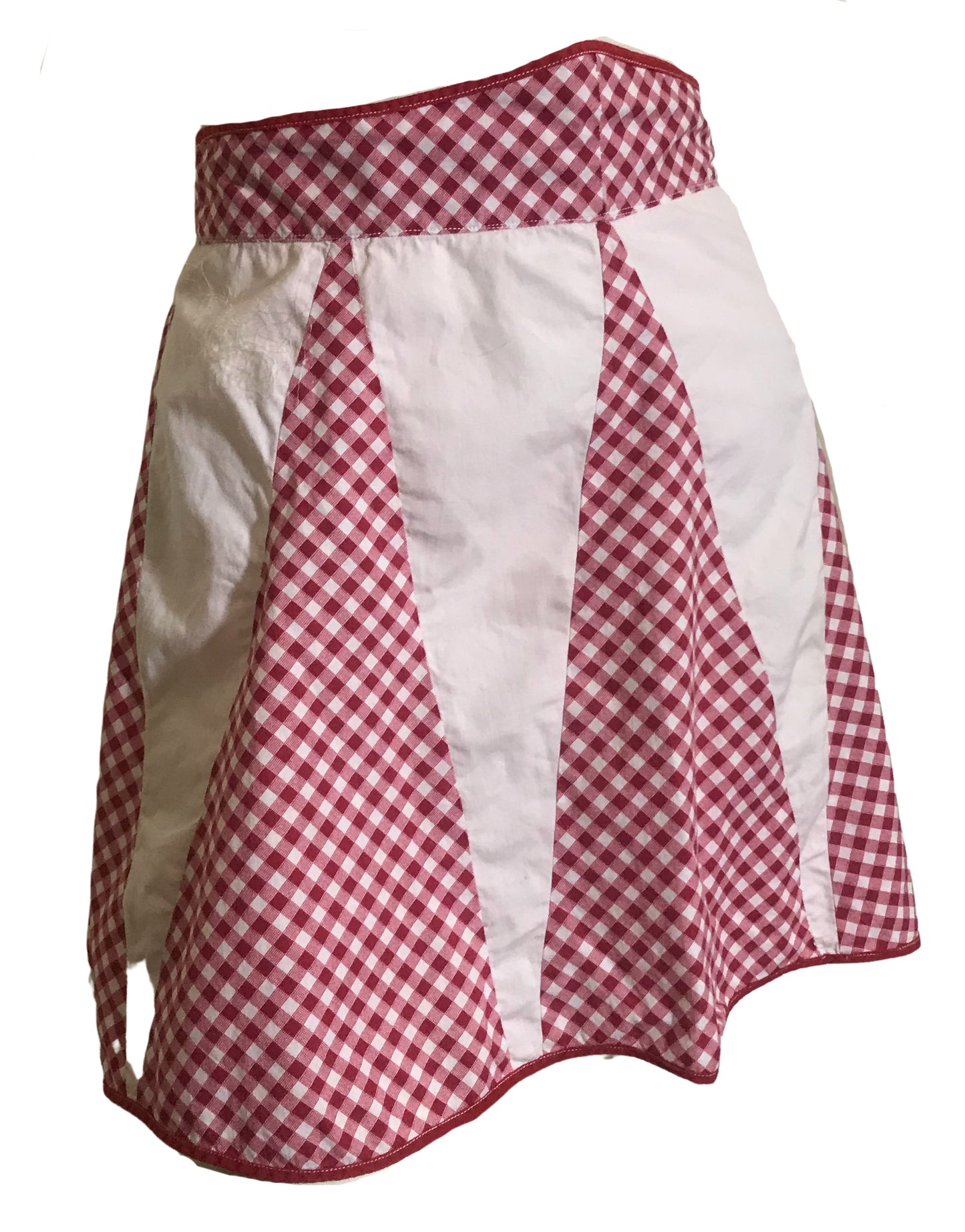 Red and White Gingham Cotton Apron circa 1960s