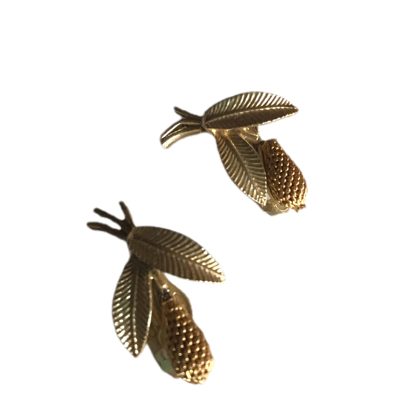 Golden Pinecone Clip Earrings circa 1960s