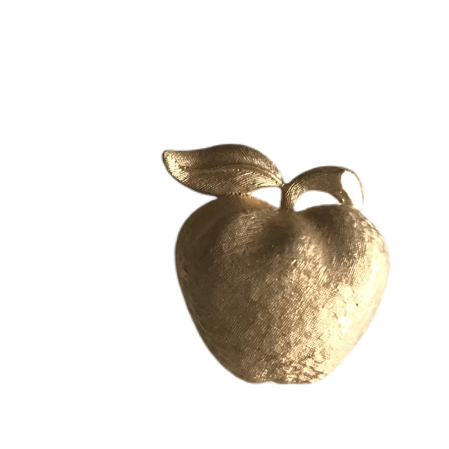 Gold Tone Brushed Gold Apple Brooch circa 1960s