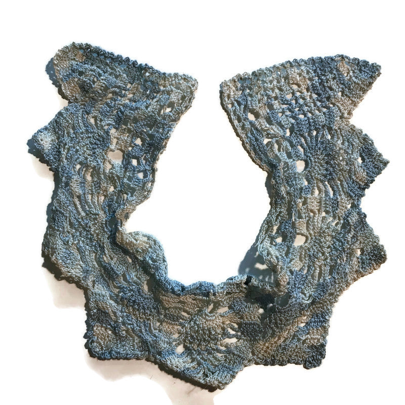 Baby Blue and White Crocheted Collar circa 1910s