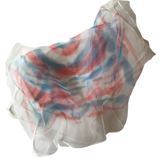 Red White and Blue Target Design Square Sheer Chiffon Scarf circa 1950s