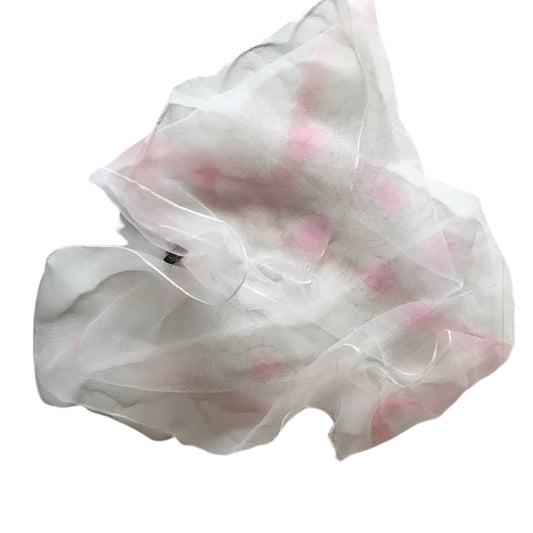 Pink and White Flowers Square Chiffon Scarf circa 1950s
