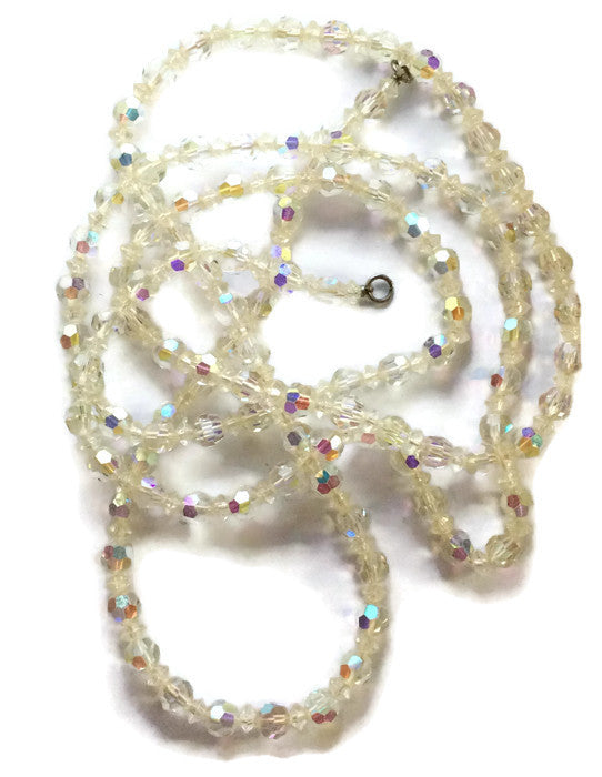 Glamstruck Lead Crystal Super Long Necklace circa 1940s