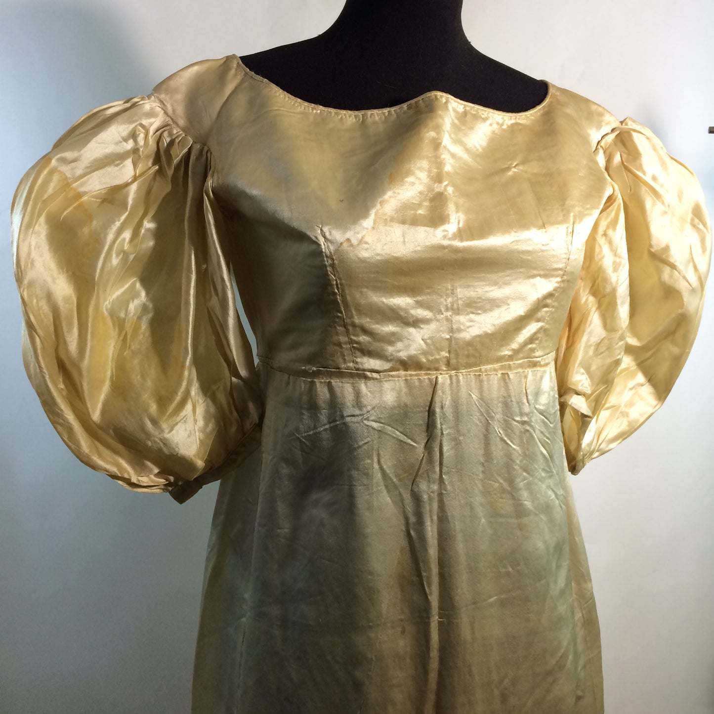 Candlelight Silk Regency Style Wedding Dress, Bodice and Corded Corset circa 1828