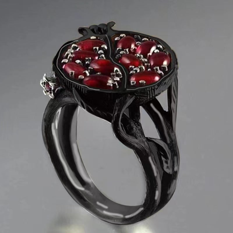 Juicy- the Blood Red Pomegranate Ring 2 Color Ways