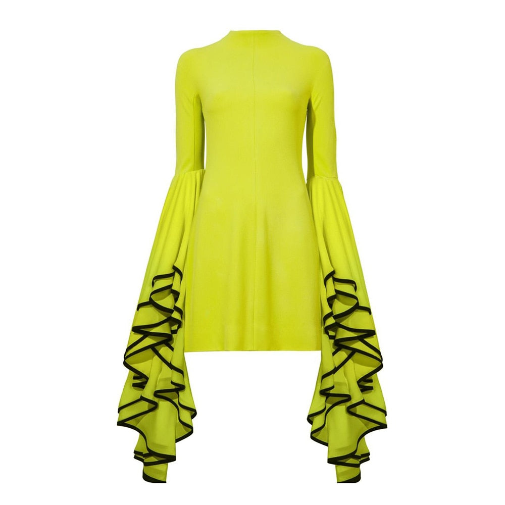 Cuffed- the  Body Con Mini Dress with Exaggerated Long Sleeve Cuffs 3 Colors