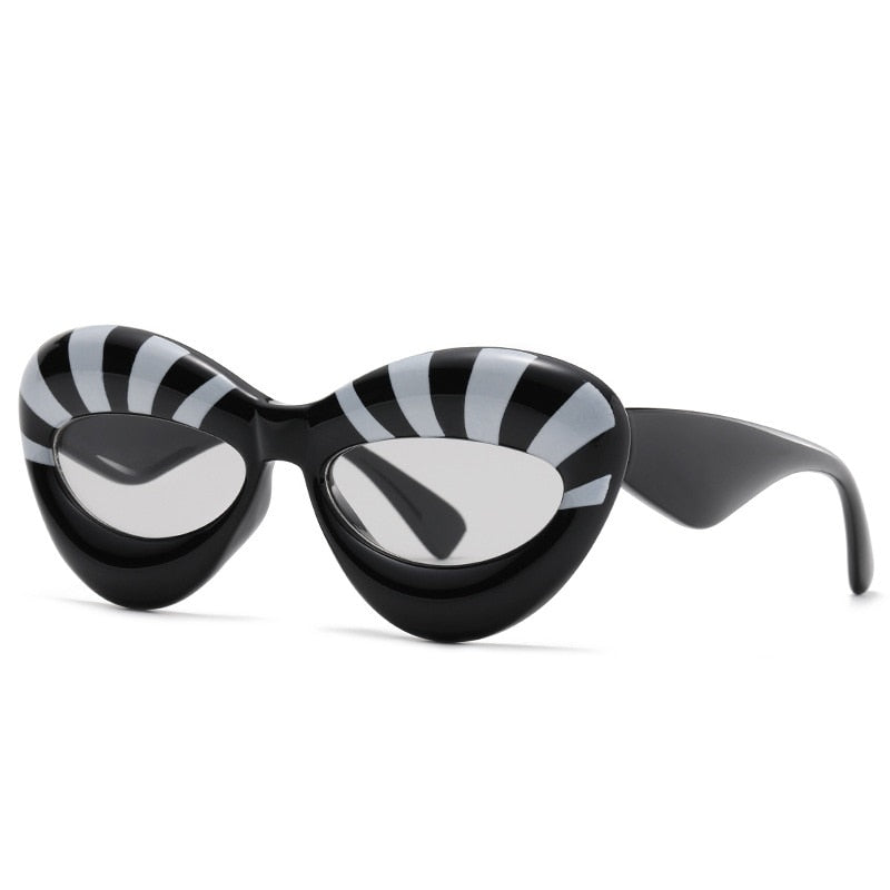 Eyelash- the Lash Striped Fat Lens Sunglasses