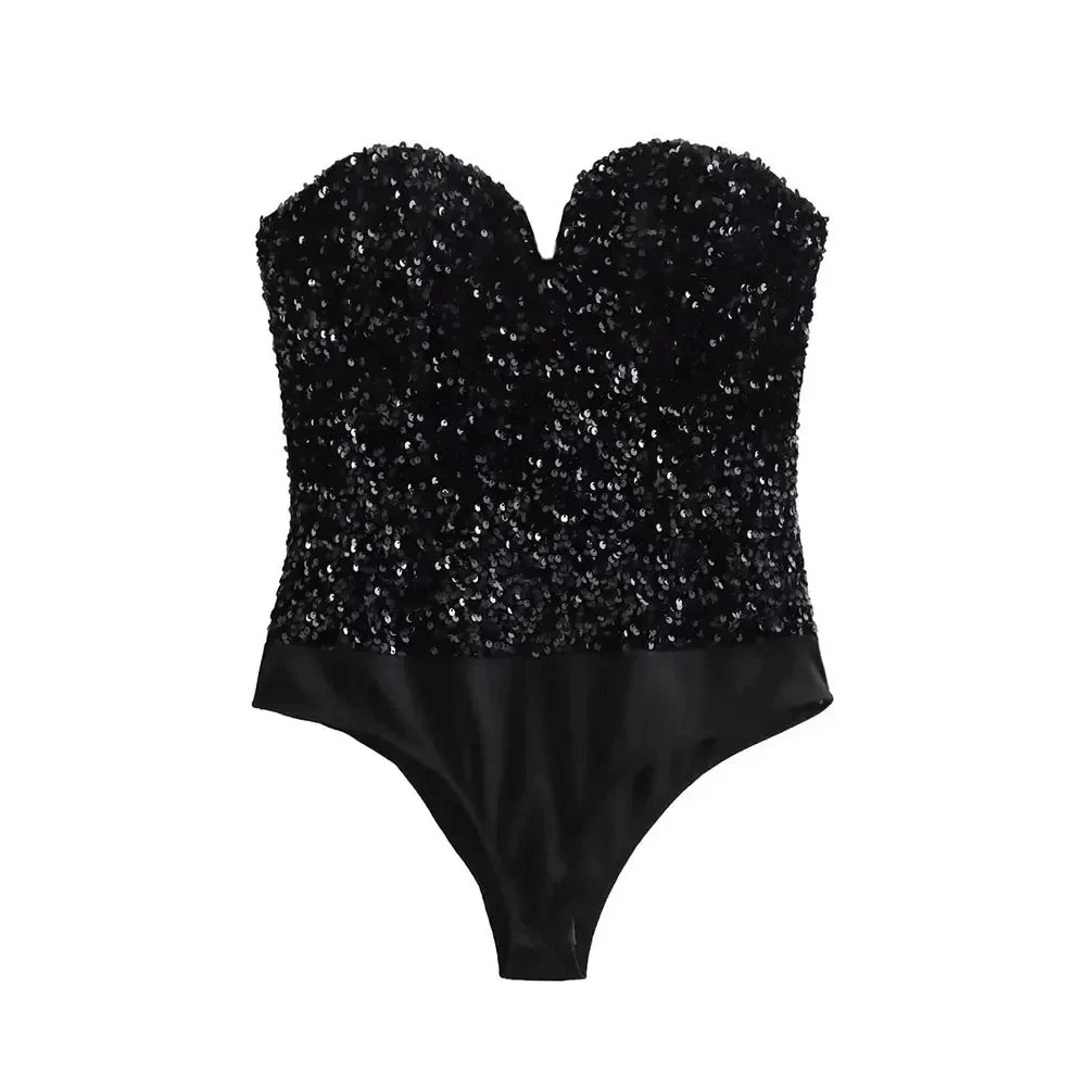 Gemma- the Sequined Strapless Bodysuit 4 Colors