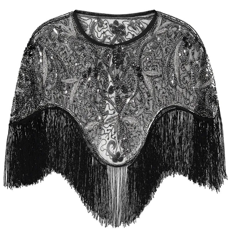 Florence- the Lace 1920s Style Caplet with Fringe 10 Colors