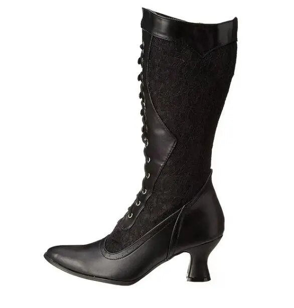 A Glimpse of Ankle- the Lace Paneled Victorian Style Boots 2 Colors