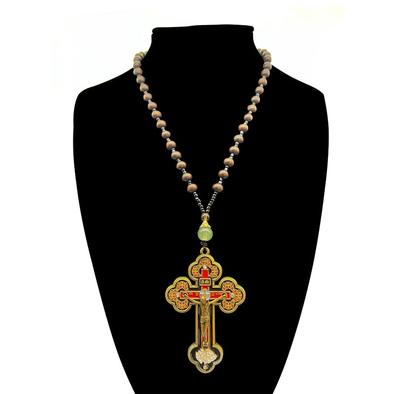 Holy- the Orthodox Cross Beaded Pendant Necklace 4 Color Ways