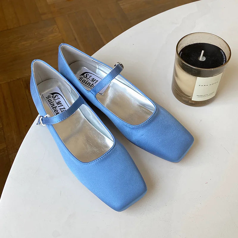 Verdon- the Jazz Dance Shoe Inspired Pastel Satin Mary Jane Flat Shoes 10 Colors