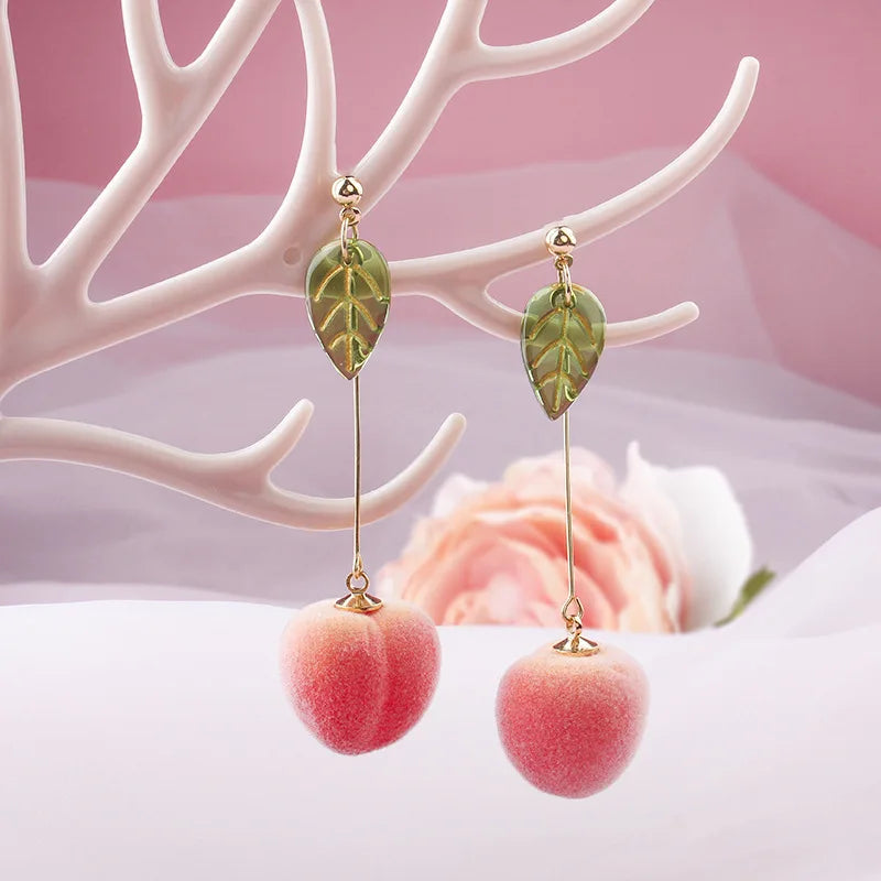 Fuzz- the Fuzzy Peach Dangle Earrings