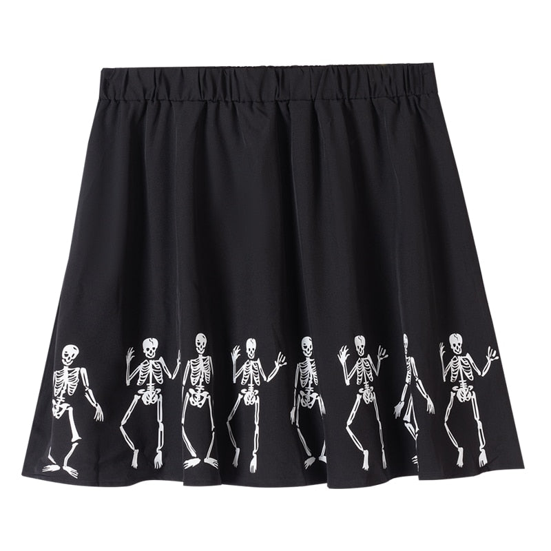 Dead Can Dance- the Dancing Skelton Hem Mini Skirt Plus Sizes 2 Colors