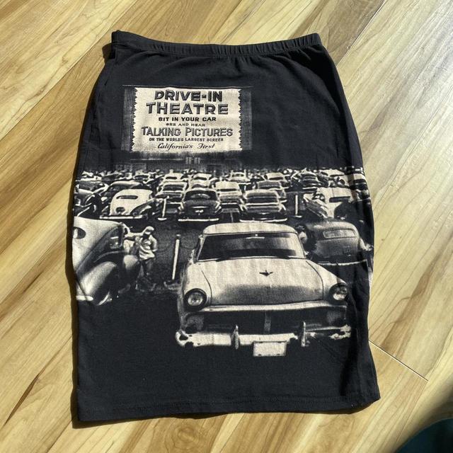 Drive-In- the Retro Photo Print Drive-In Movie Mini Skirt