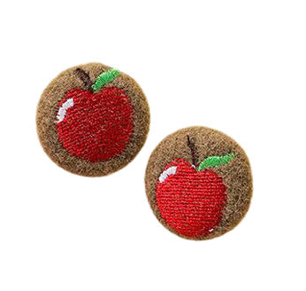 Folkloric Collection Apple Fabric Felted Round Pierced Earrings