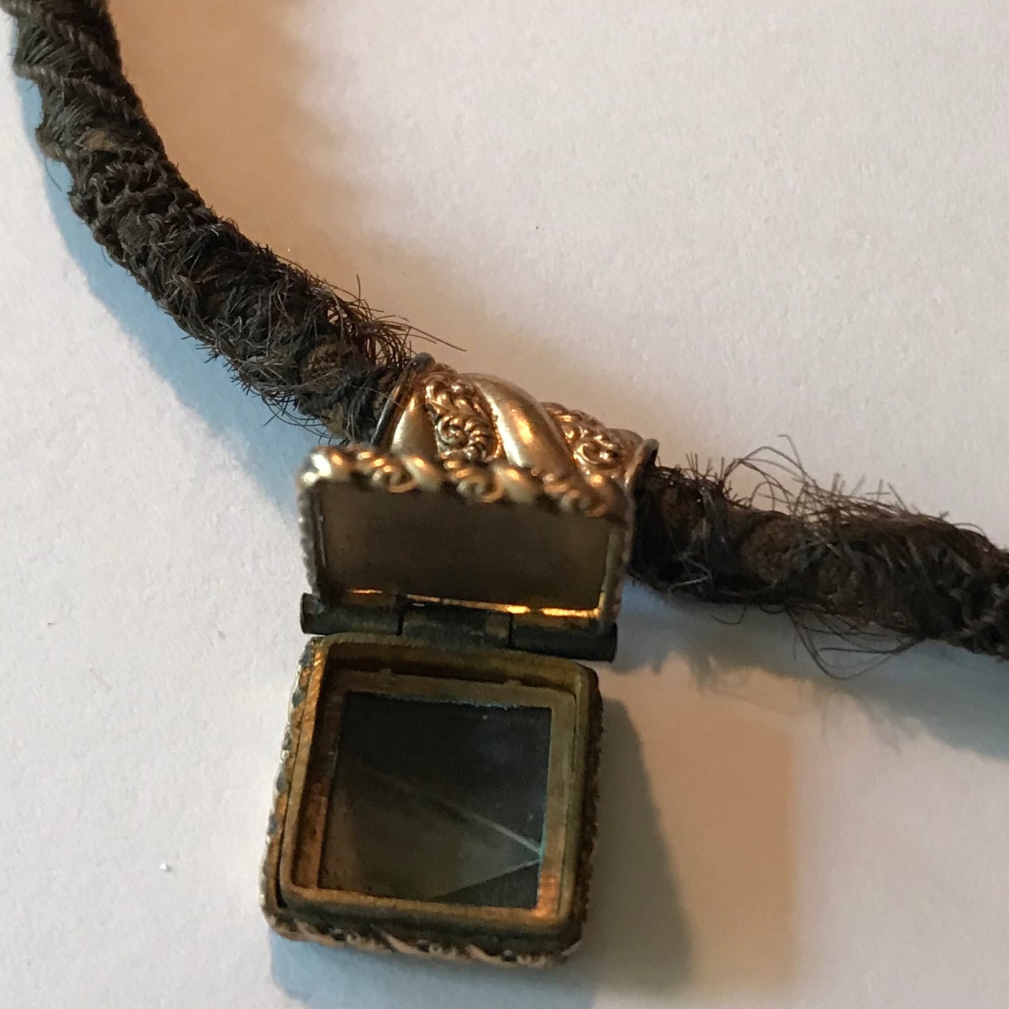 Braided Hair Watch Fob Mourning Jewelry with Locket circa 1800s