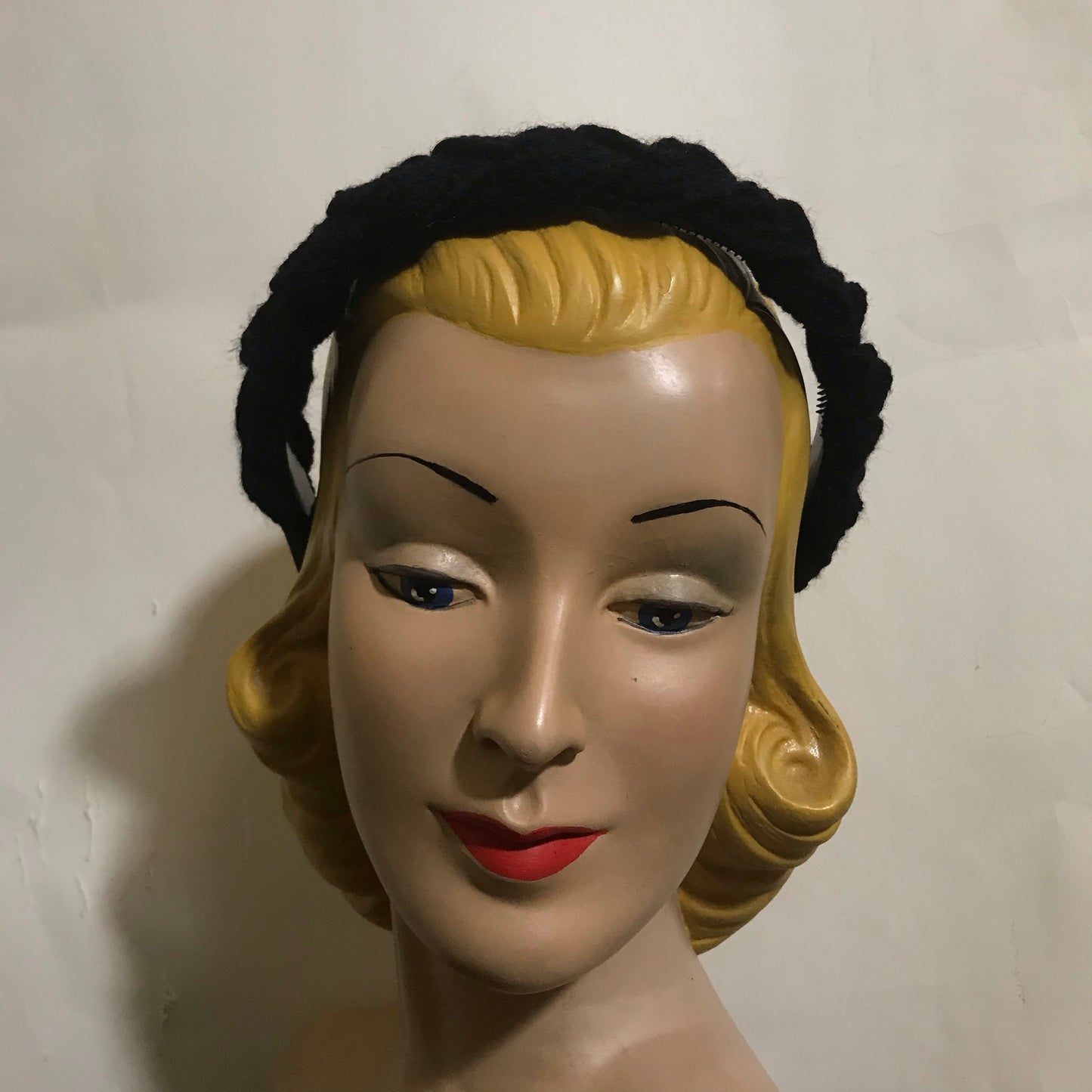 1940s Style Collection Black Cable Knit Sweater Headband