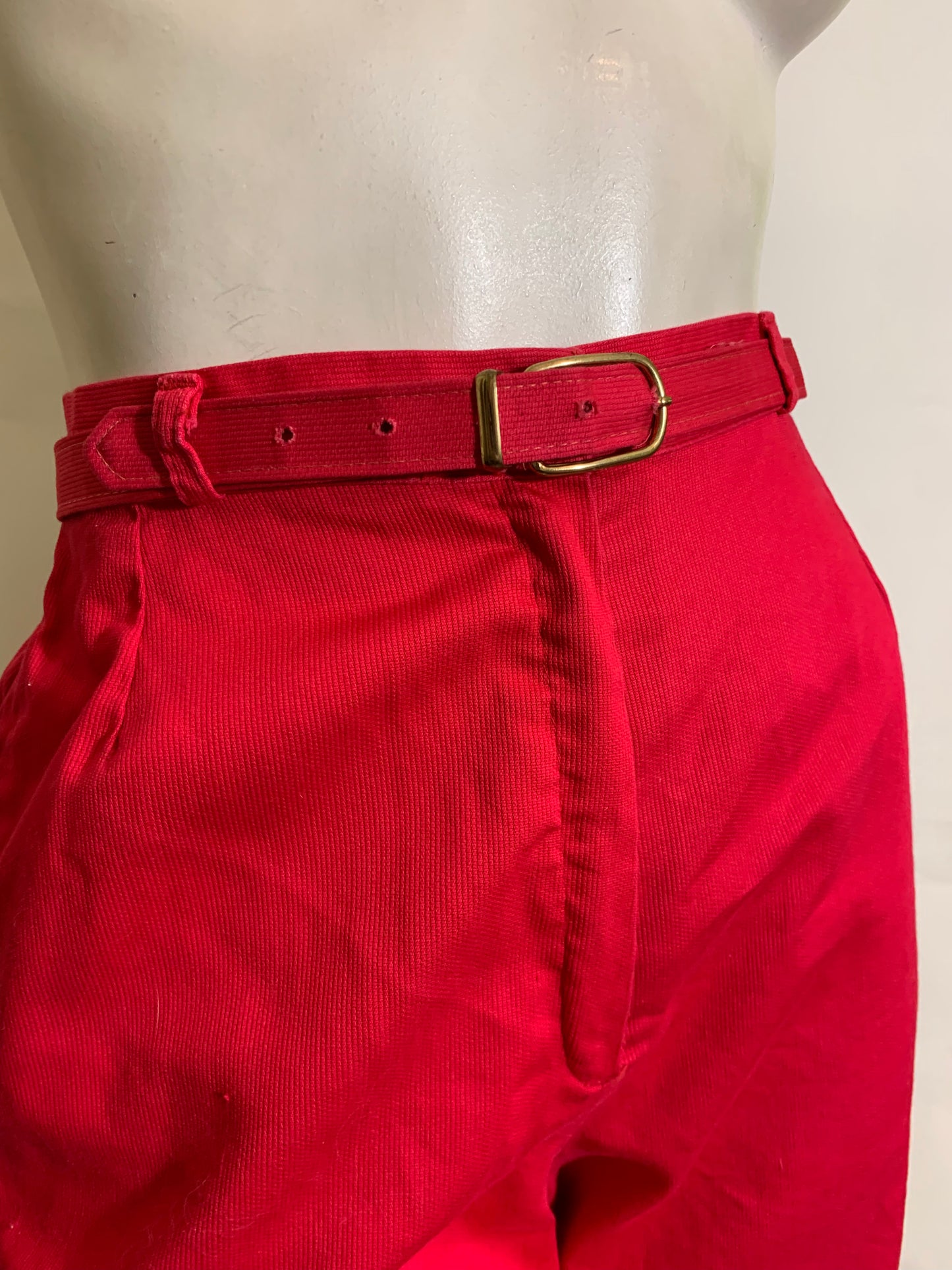 Cherry Red Cotton High Waist Shorts circa 1960s
