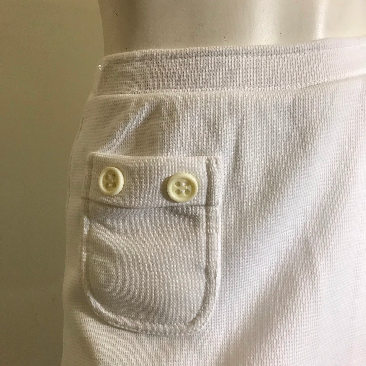 Waffle Knit White Mini Skirt Skorts Shorts circa 1970s