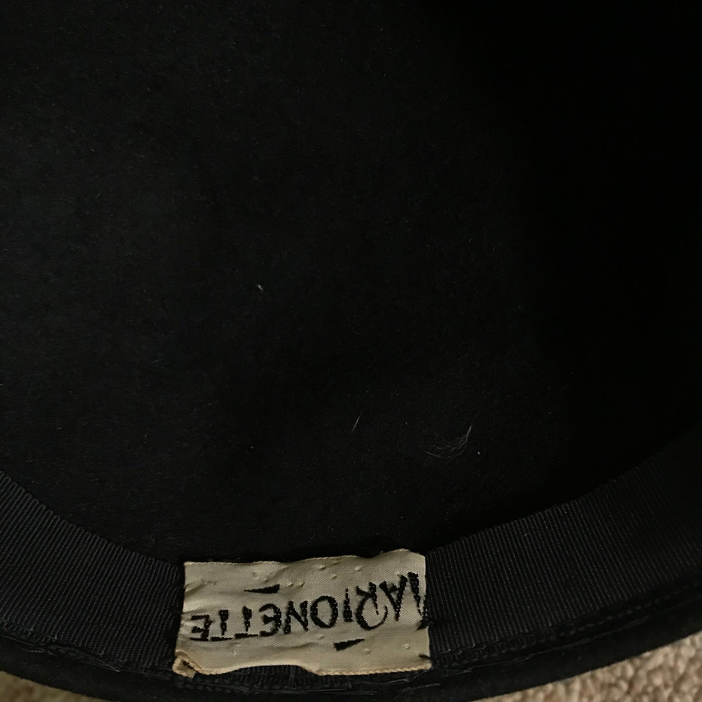 Midnight Black Dramatic Asymmetrical Tilt Hat with Feather Plume circa 1940s