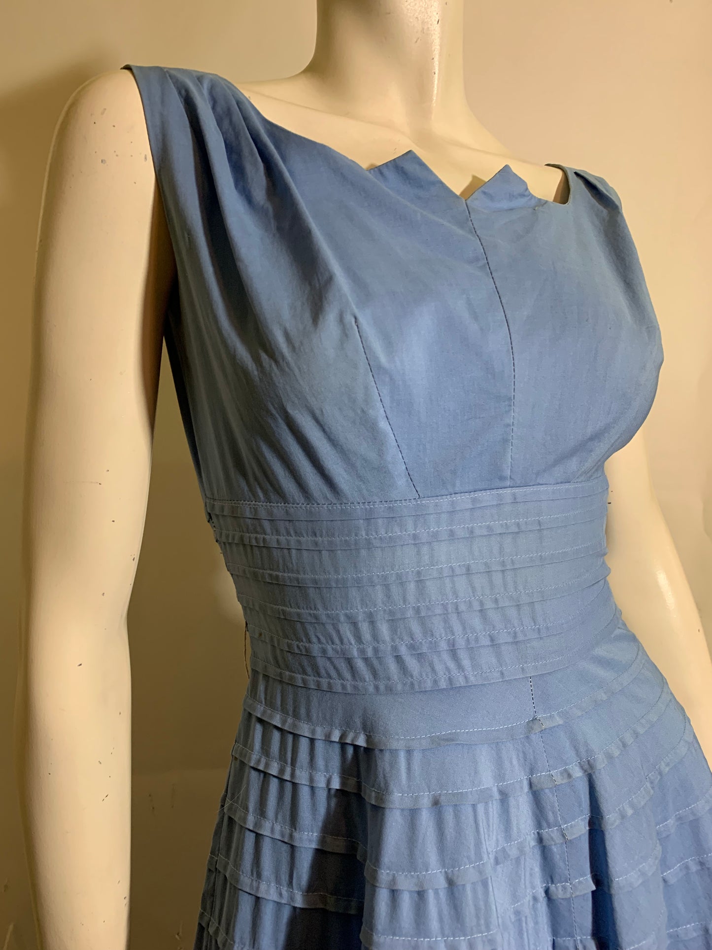 Sky Blue Cotton Sun Dress  circa 1950s