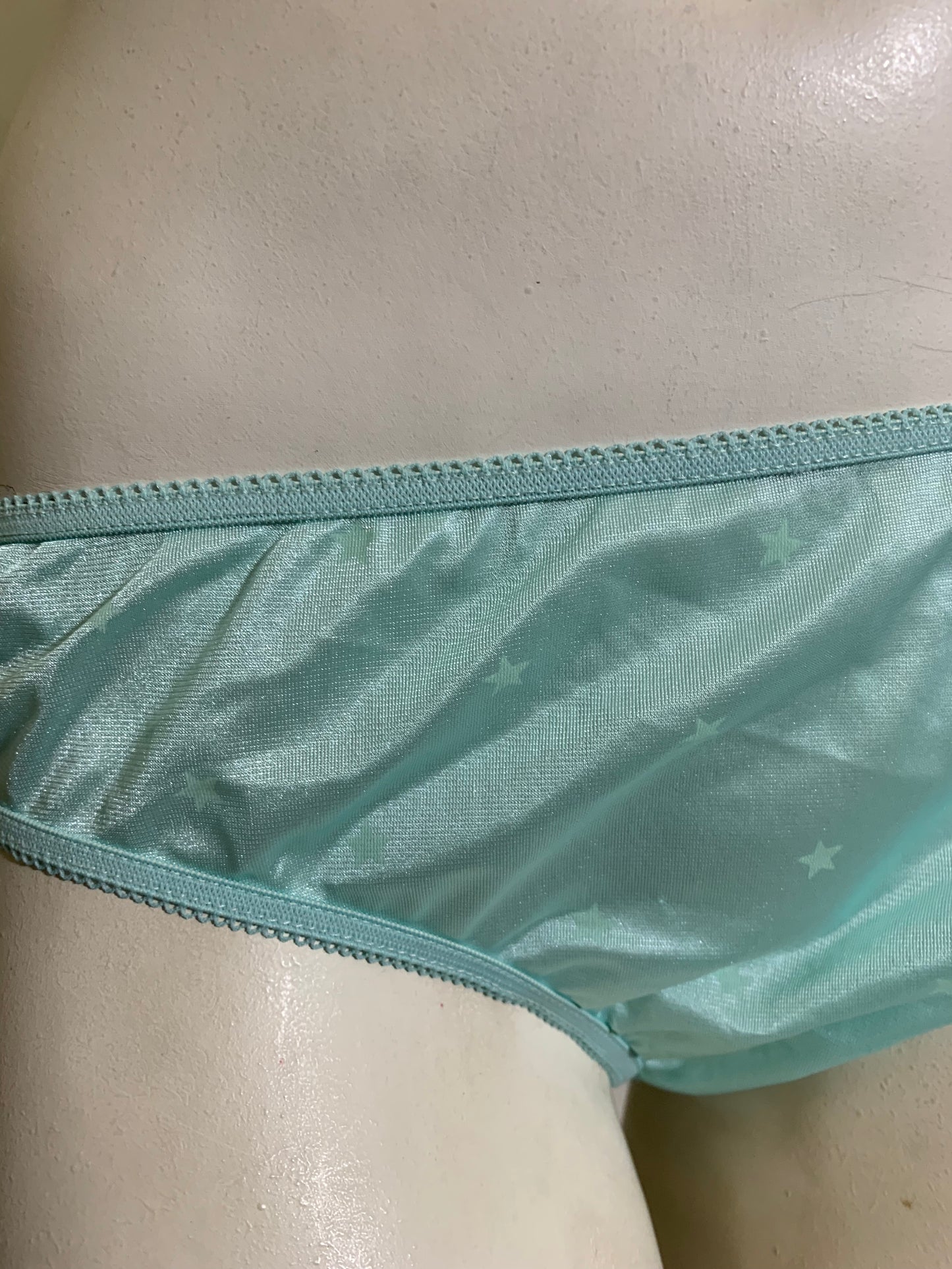 Aqua Star Print Babydoll Pajamas with Matching Panties circa 1970s