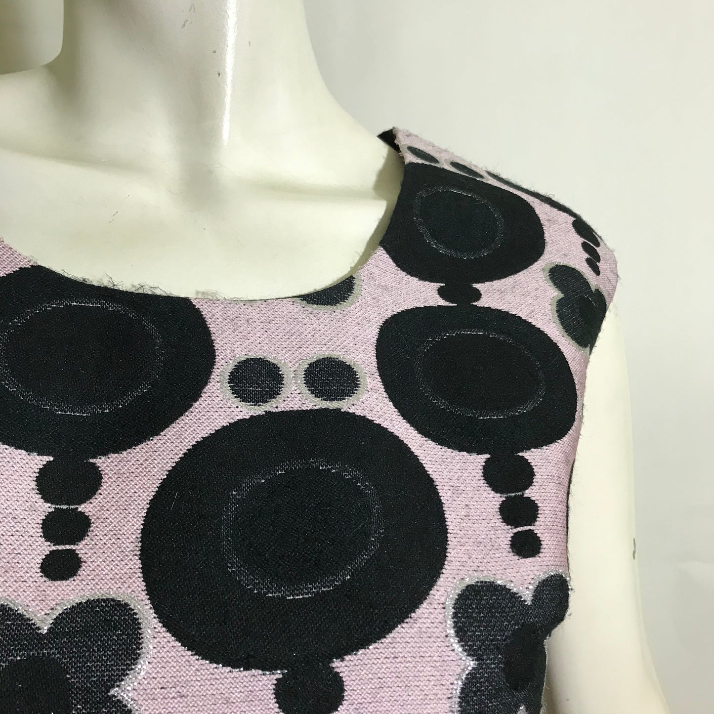 Pink SILVER and Black Glam Mod Cocktail Dress circa 1960s