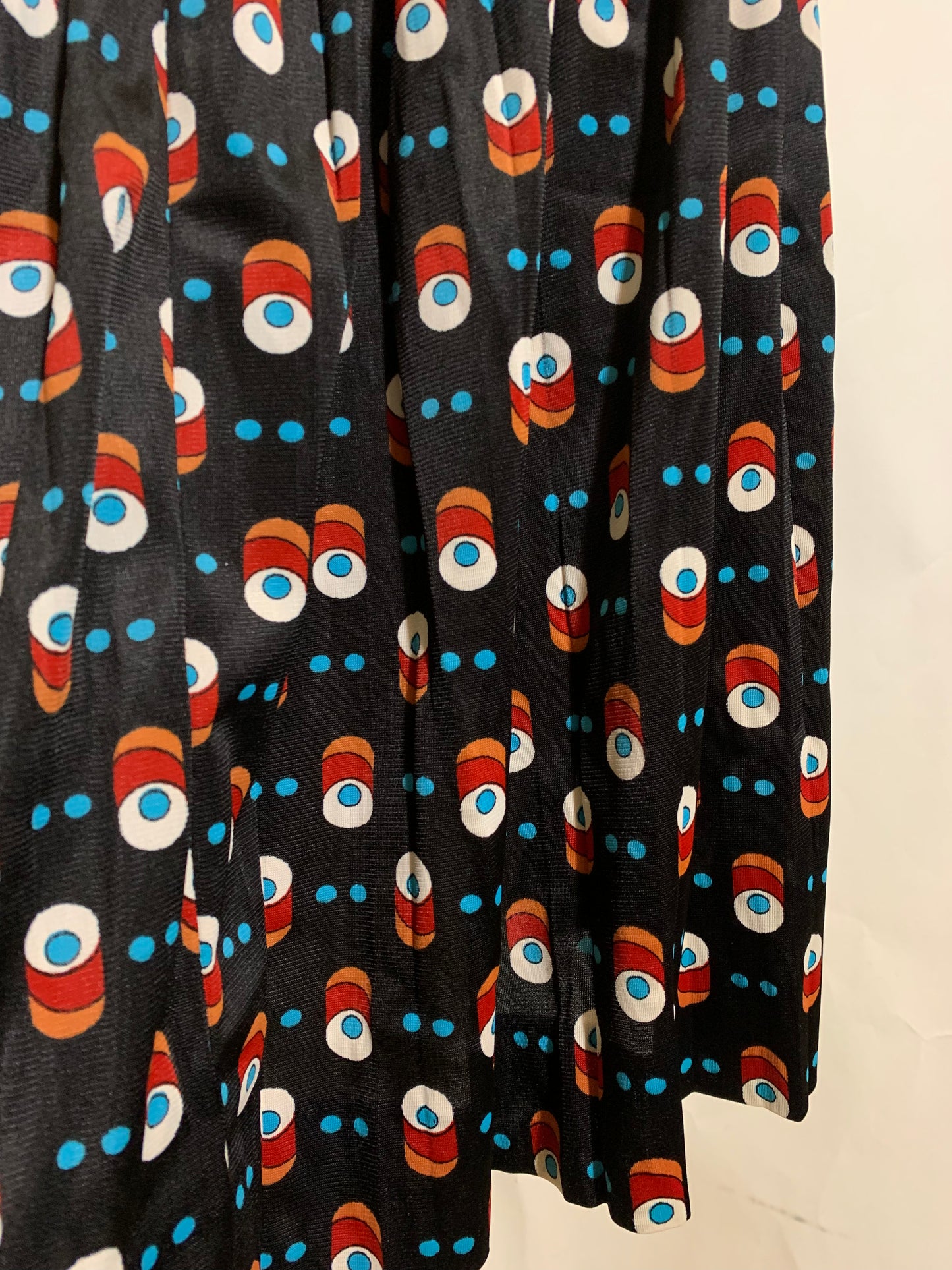 Nylon Jersey Pleated Abstract Polka Dot Skirt circa 1970s
