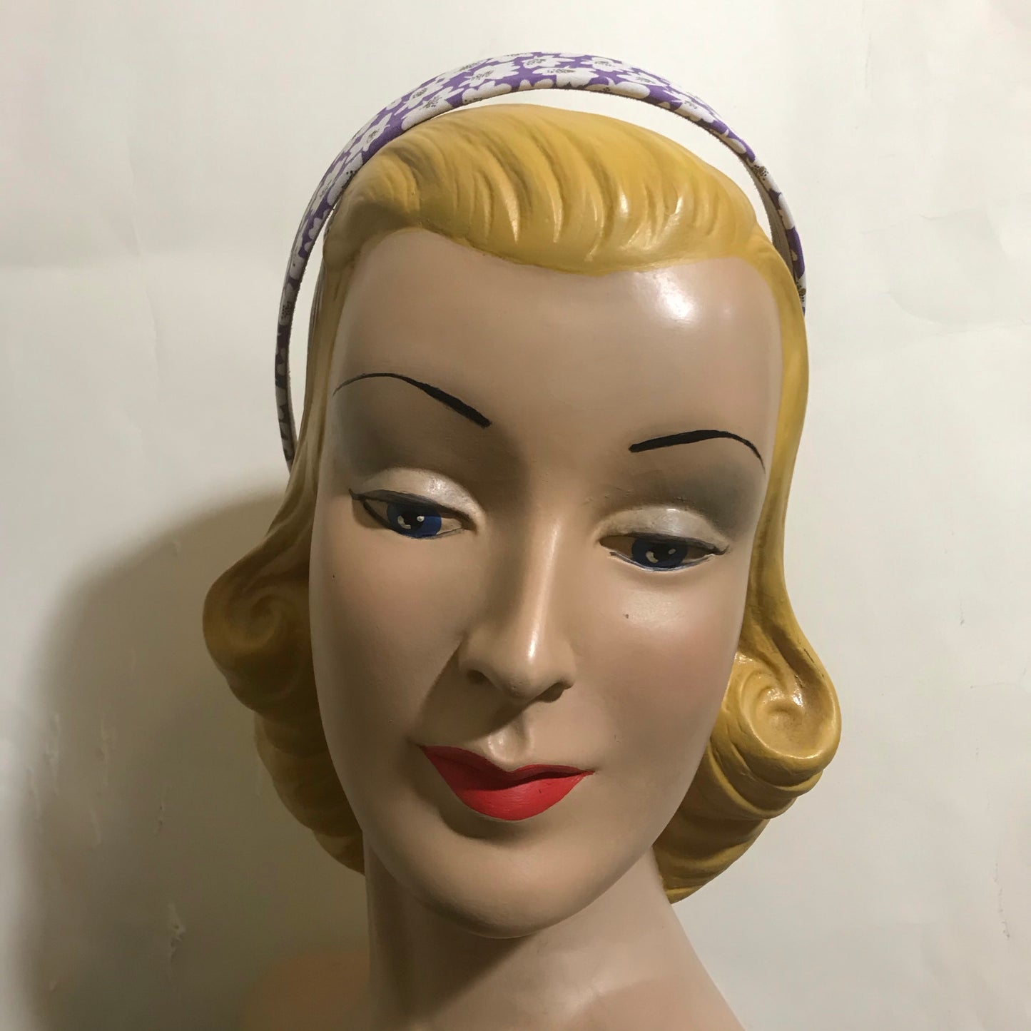 Folkloric Fabric Lavender 1930s Style Floral Print Headband