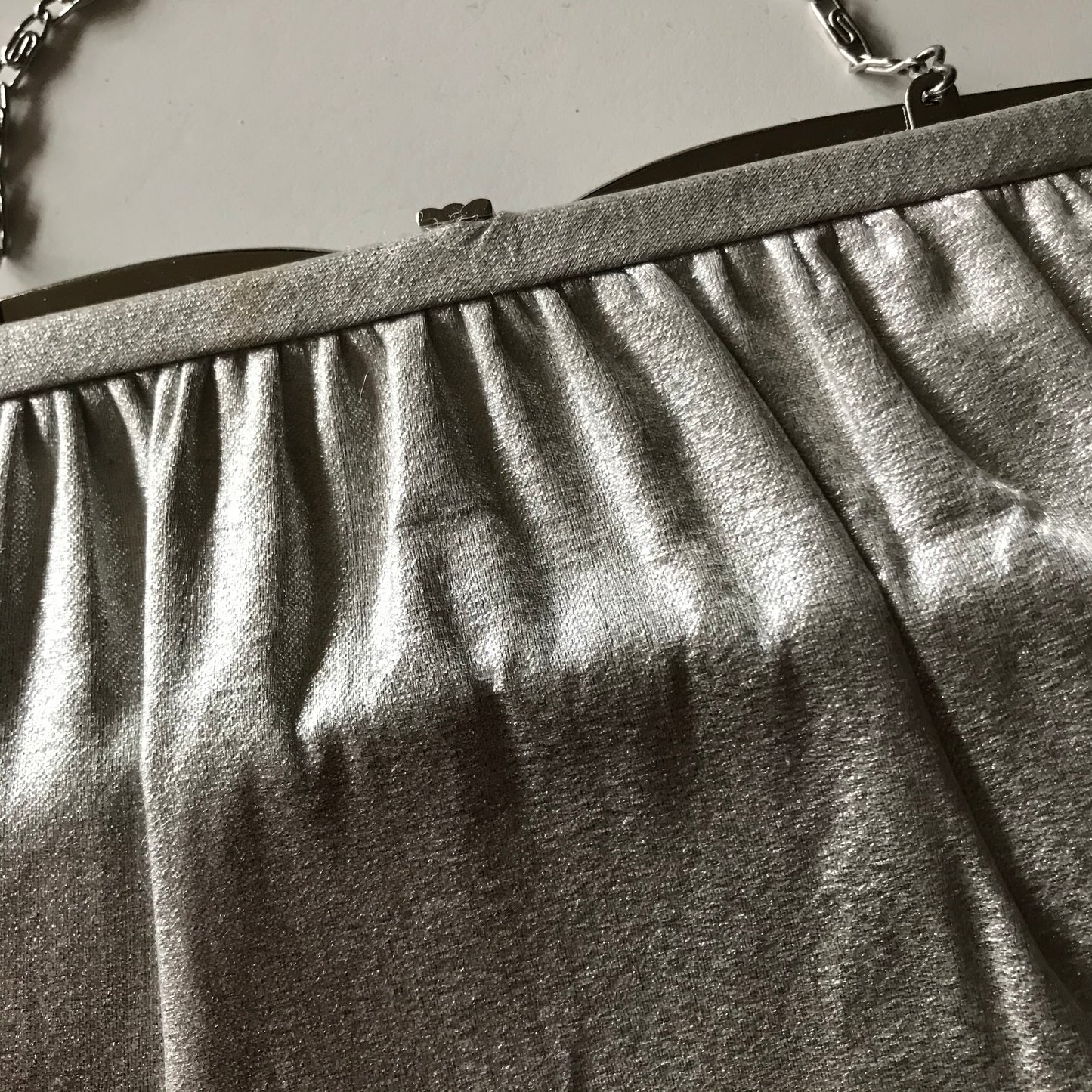Metallic Silver Fabric Evening Handbag circa 1960s