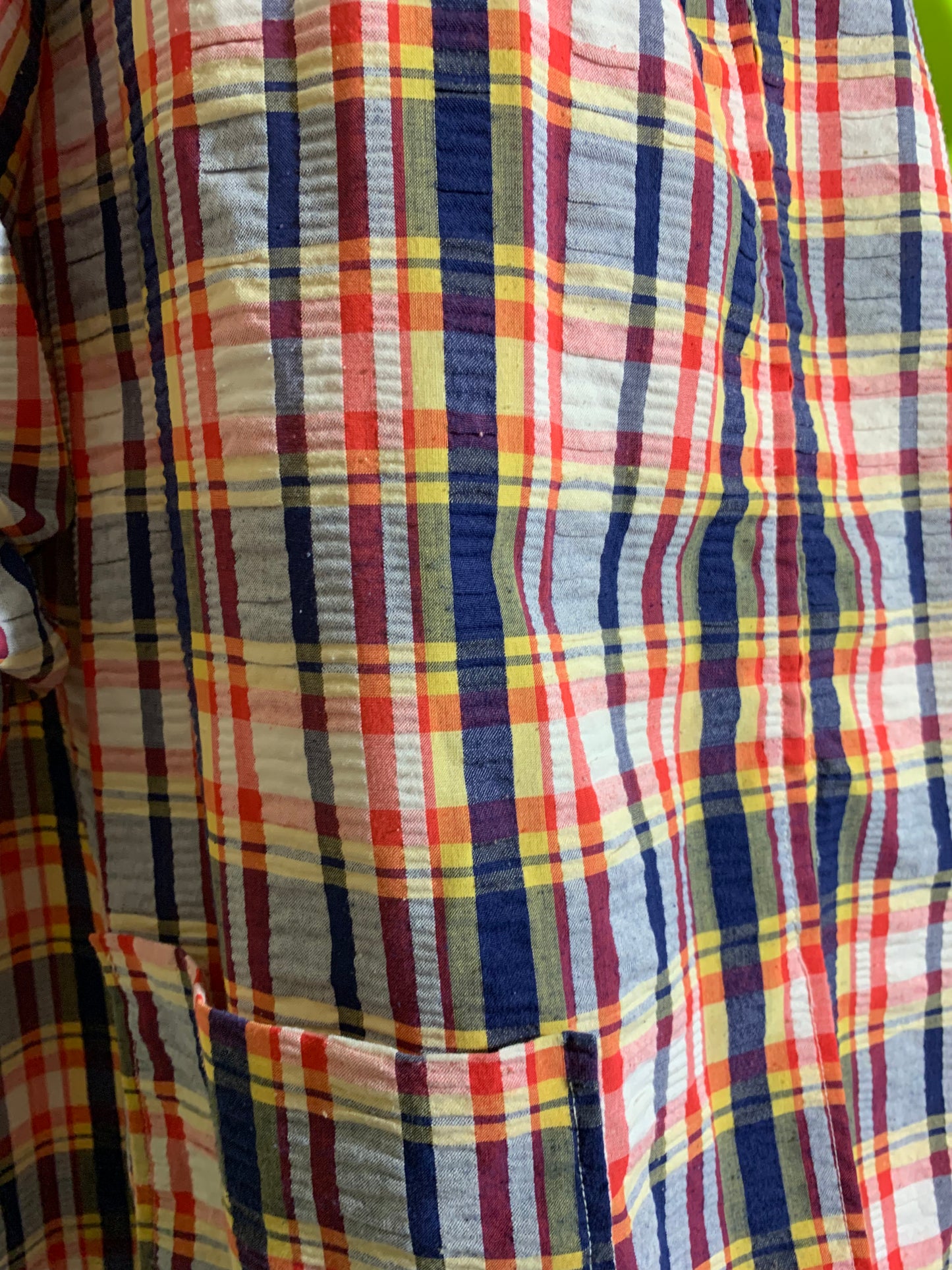 Madras Plaid Smock Style Long Sleeved Blouse circa 1970s