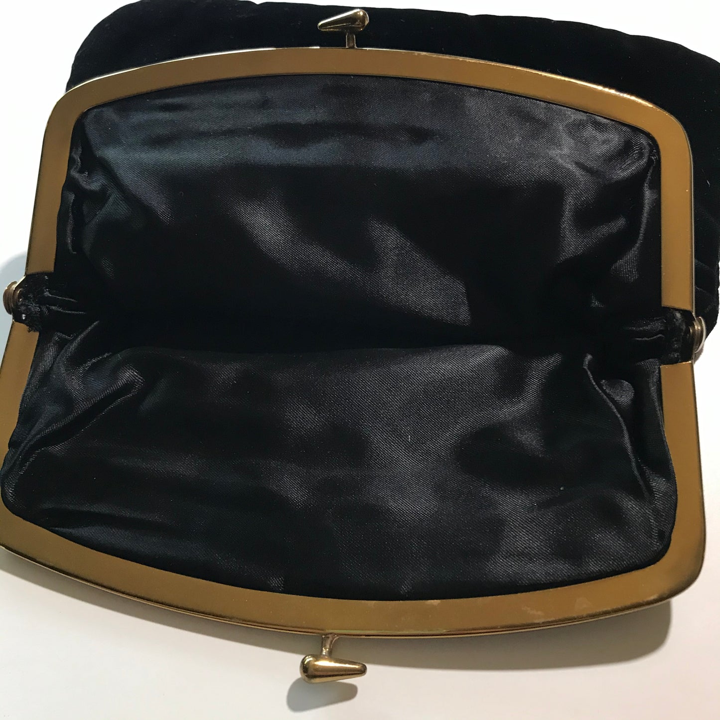 Black Velvet Gold Tone Framed Evening Handbag circa 1960s