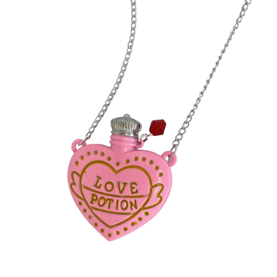Pink Heart Love Potion Bottle Necklace