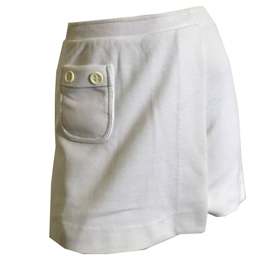 Waffle Knit White Mini Skirt Skorts Shorts circa 1970s